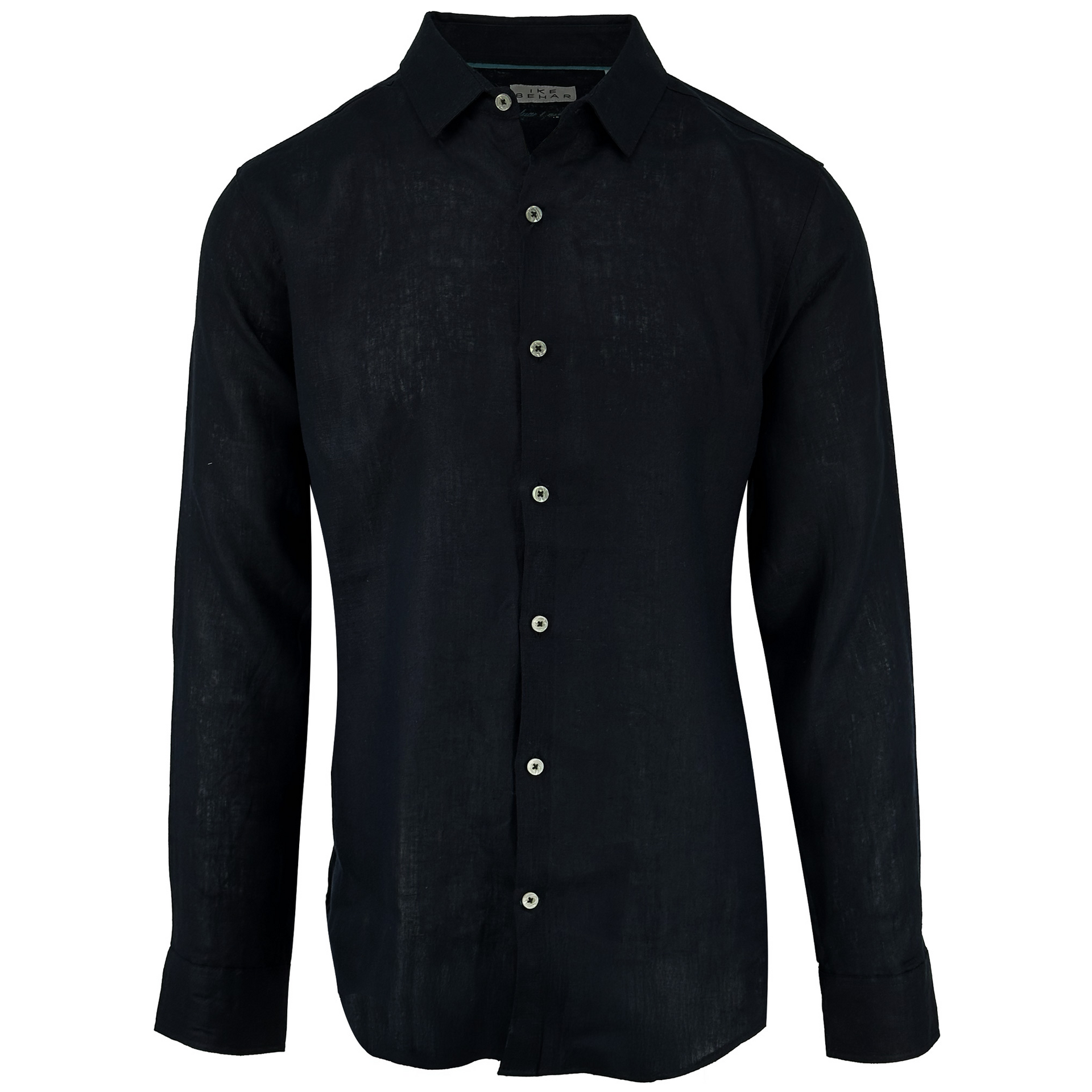chinese dress ladies Men's Black Camp Collar Linen Blend Long-Sleeve Shirt - Wessi – Wessi