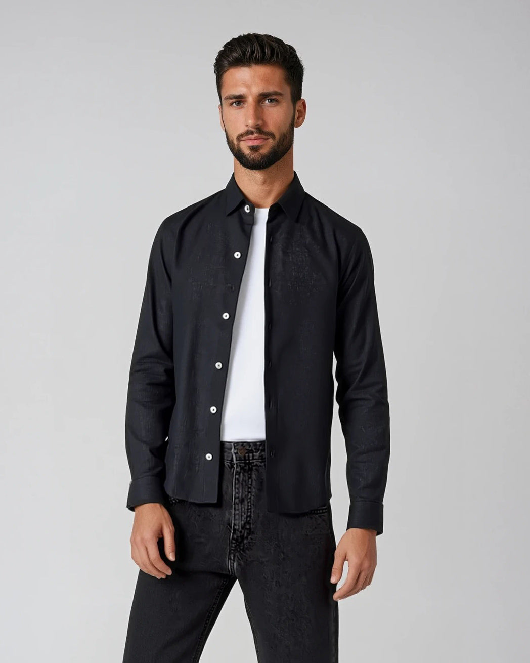 Coal Pure Linen Shirt - L Coal Pure Linen Shirt - L