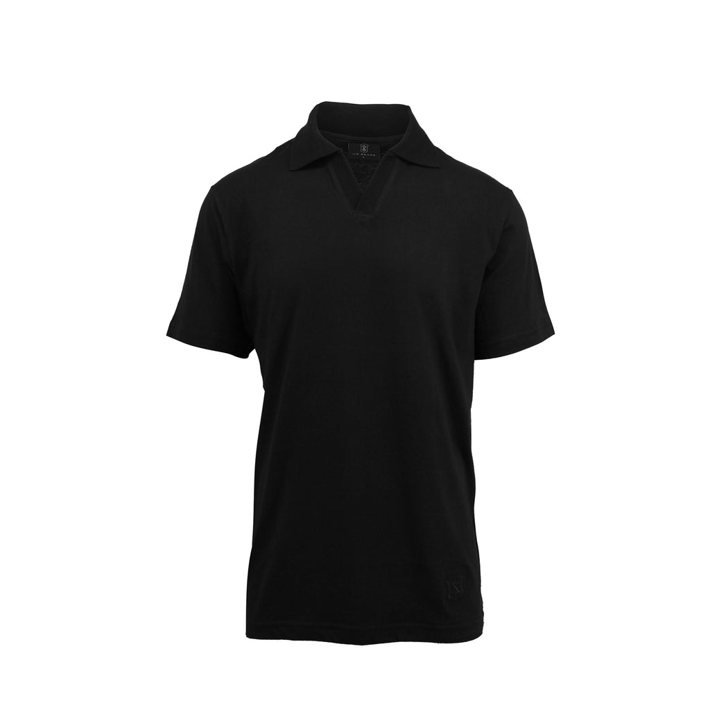 Men's black pima johnny collar polo T-shirt - Shop stylish high-quality mens polo t-shirt by Ike Behar