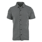 Men's Black White Jacquard Diamond Short Sleeve Shirt. Shop stylish high-quality mens sport shirts by Ike Behar.