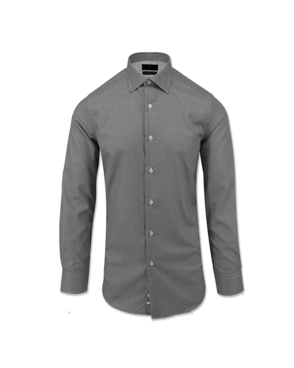 Black Mini-Check Natural Stretch Cotton Dress Shirt 18 Black Mini-Check Natural Stretch Cotton Dress Shirt 18