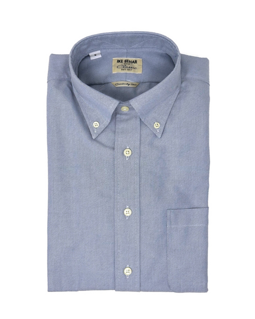 Men's blue oxford button-down shirt made of 100% cotton - Shop stylish high-quality mens shirts by Ike Behar