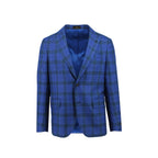 Men's blue with green check sport coat jacket made of 100% wool - Shop stylish high-quality mens sport coats by Ike Behar