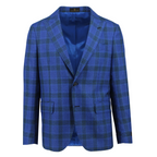 Men's blue with green check sport coat jacket made of 100% wool - Shop stylish high-quality mens sport coats by Ike Behar