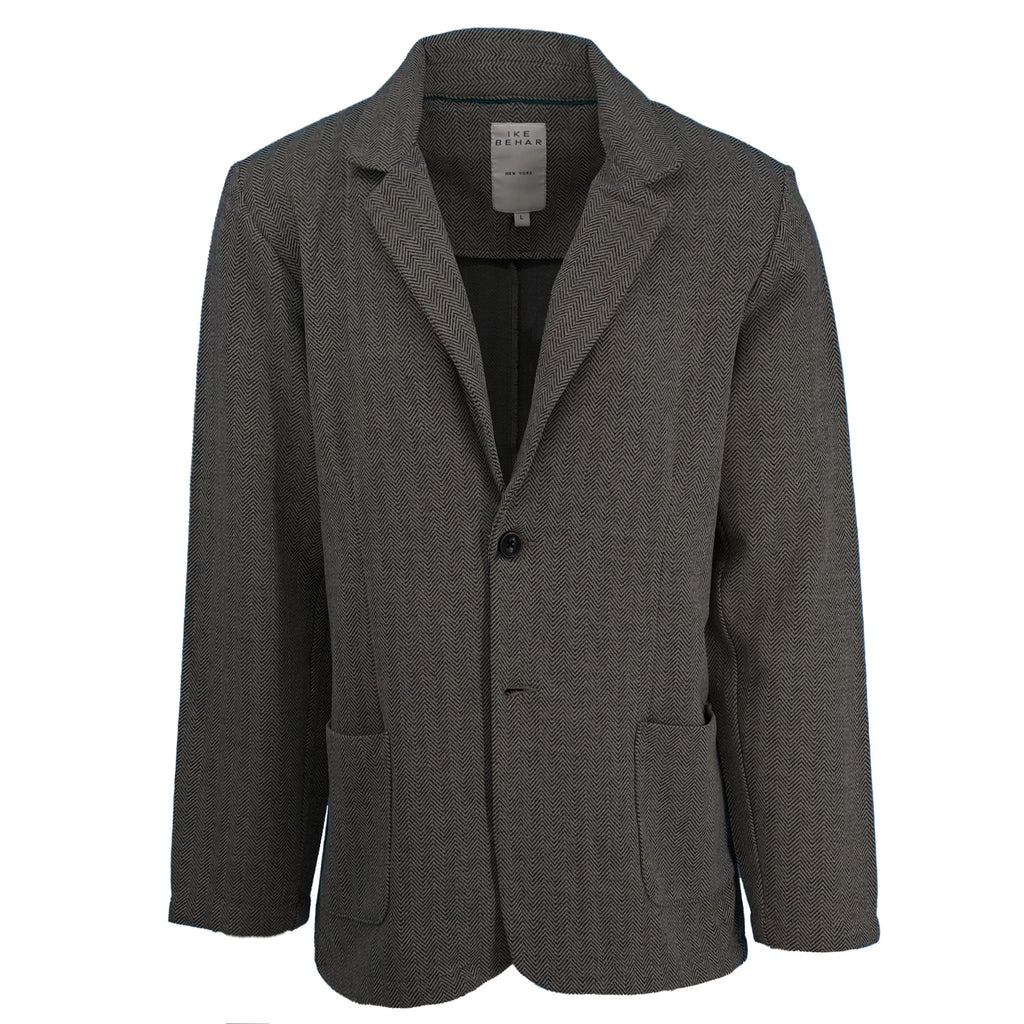 Gray and brown chevron unlined blazer on a white background