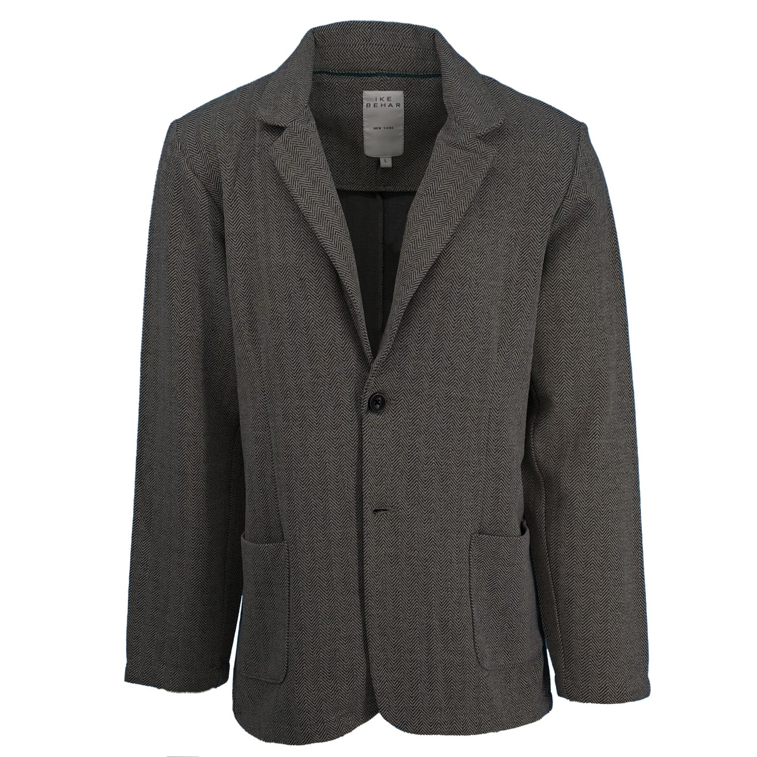 Gray and brown chevron unlined blazer on a white background
