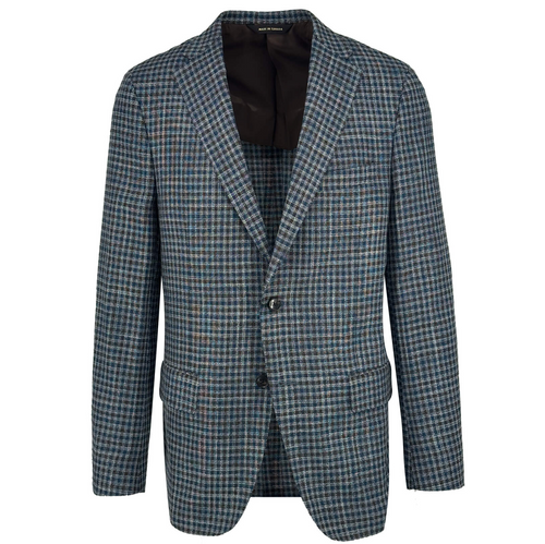 Men's brown and forrest green buffalo check sport coat jacket made of wool silk blend - Shop stylish high-quality mens sport coats by Ike Behar