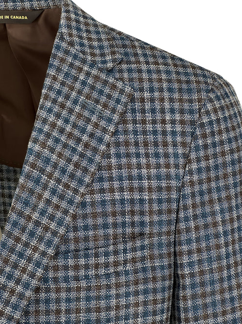 Men's brown and forrest green buffalo check sport coat jacket made of wool silk blend - Shop stylish high-quality mens sport coats by Ike Behar