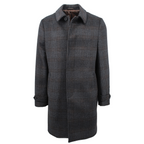 Men's charcoal black espresso plaid amity overcoat made of wool and polyester -Shop stylish high-quality mens coats  & jackets by Ike Behar