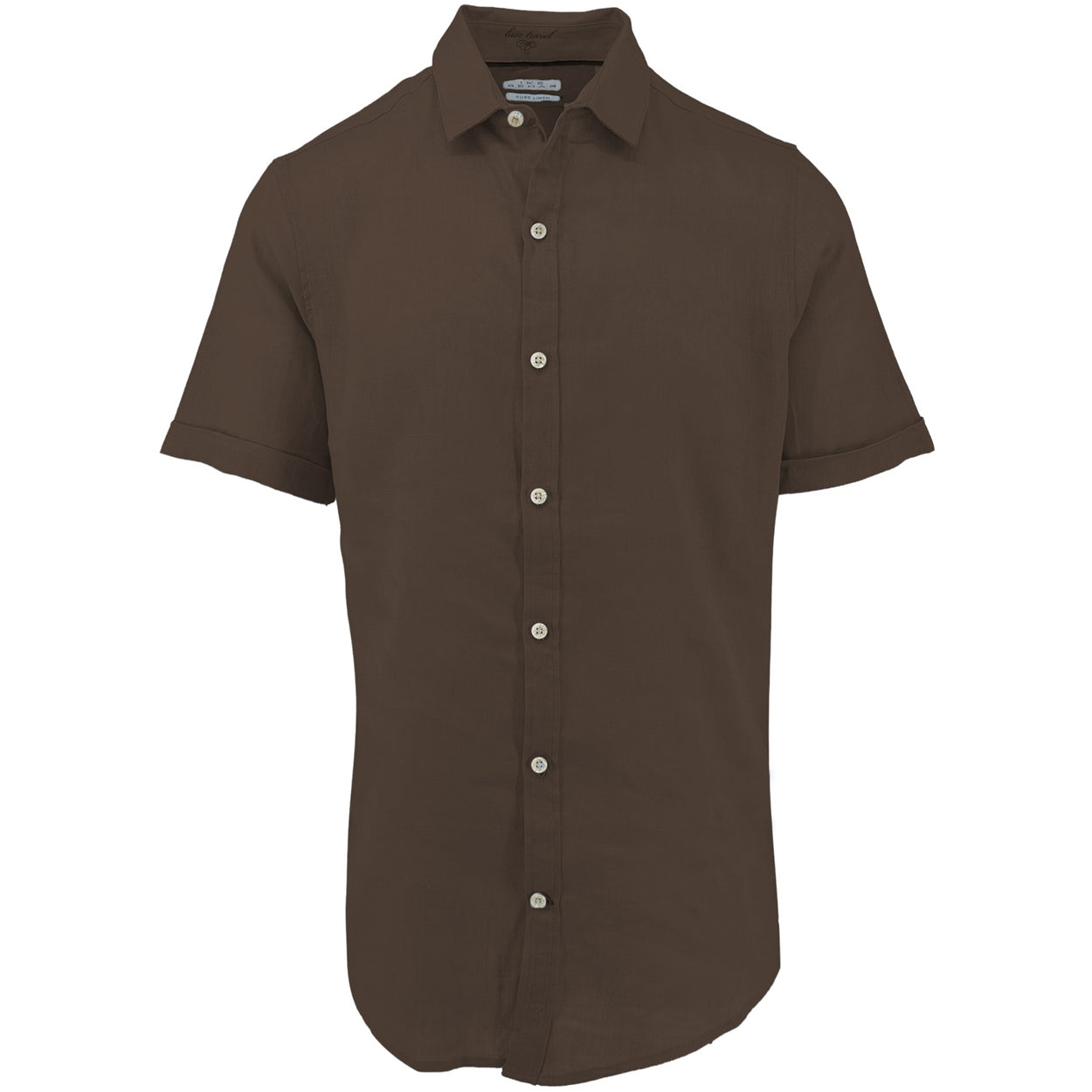 Chocolate Brown Pure Linen Short Sleeve Shirt