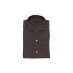 Men's button-down chocolate brown shirt made of Italian linen - Shop stylish high-quality mens shirts by Ike Behar