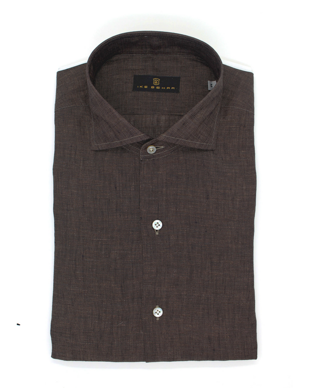 Men's button-down chocolate brown shirt made of Italian linen - Shop stylish high-quality mens shirts by Ike Behar