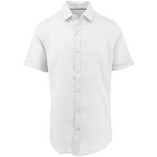 Men's classic white pure linen short sleeve shirt. Shop stylish, high-quality mens shirts by Ike Behar