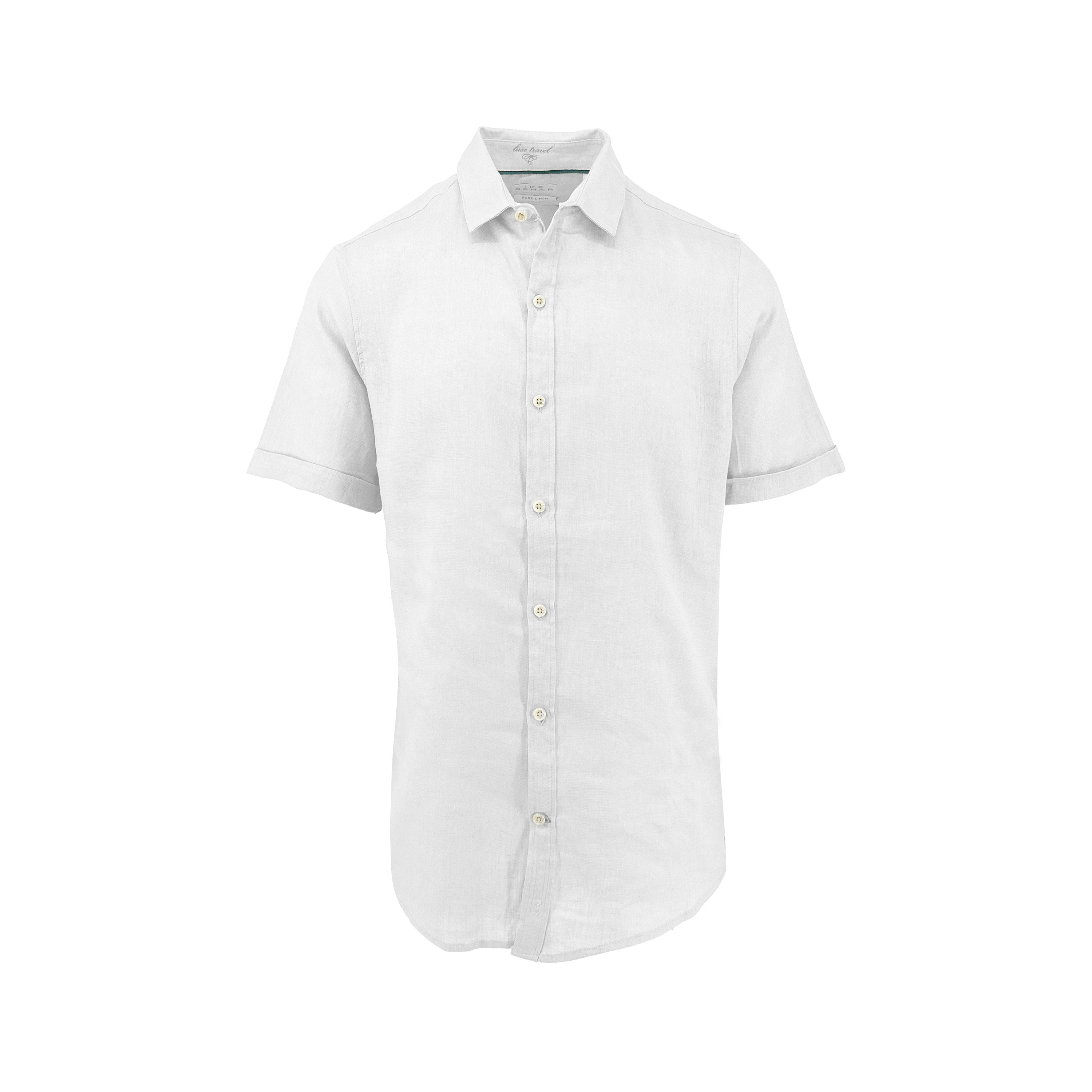 Classic White Pure Linen Short Sleeve Shirt XXL Classic White Pure Linen Short Sleeve Shirt XXL