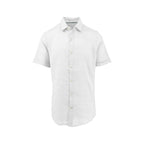 Men's classic white pure linen short sleeve shirt. Shop stylish, high-quality mens shirts by Ike Behar