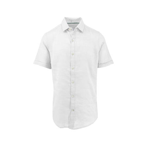Classic White Pure Linen Short Sleeve Shirt XXL