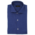 Men's dark navy hand-finished Italian linen sport shirt. Shop stylish, high-quality mens shirts by Ike Behar
