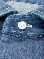 Men's dark blue wash denim shirt. Shop stylish high-quality mens denim shirts by Ike Behar.