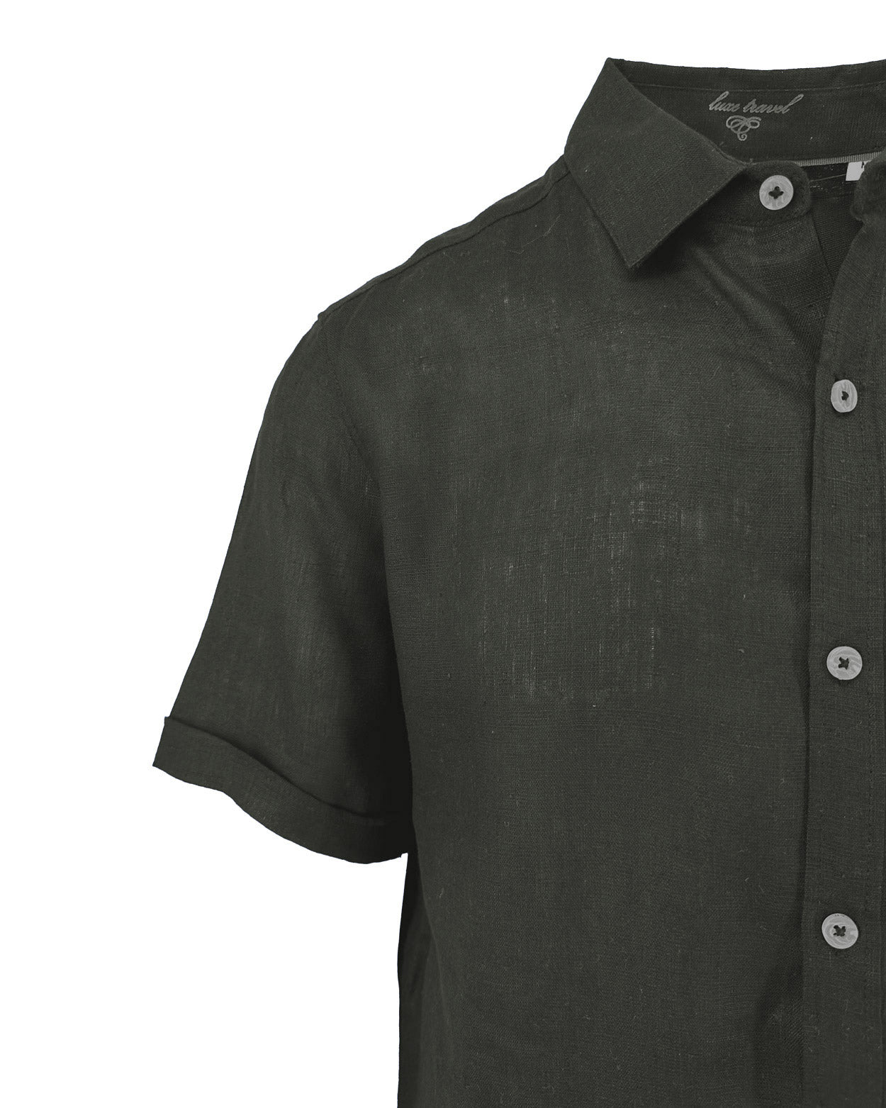Men's green cotton linen short sleeve shirt - Shop stylish, high-quality mens shirts by Ike Behar