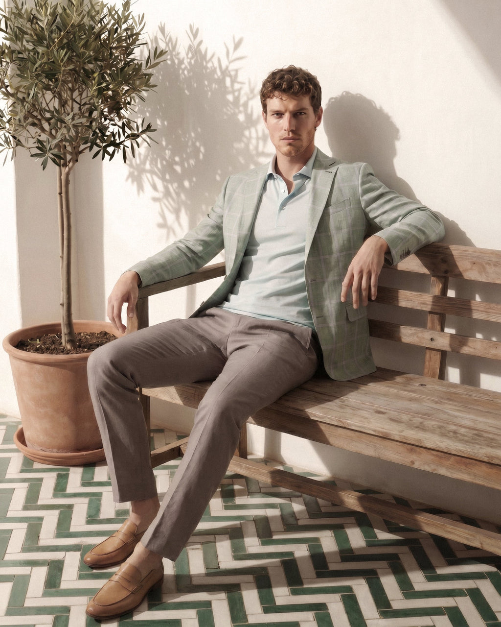 Sage Green with Sky Windowpane Sport Coat