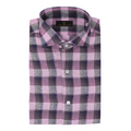 Men's Large Pink & Brown With Navy Check Sport Shirt. Shop stylish high-quality mens sport shirts by Ike Behar.