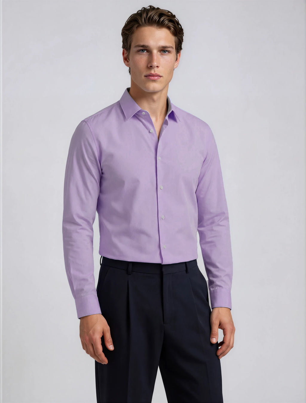 Men's Lavender Dress Shirt Twill Stretch Cotton, 18.5