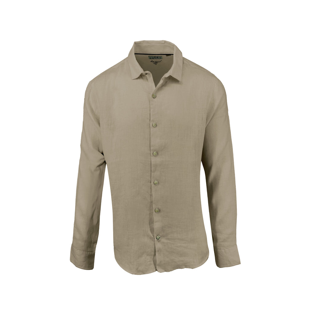 Men's mushroom beige pure 100% linen shirt - Shop stylish high-quality mens linen shirts by Ike Behar