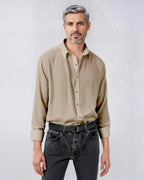Men's mushroom beige pure 100% linen shirt - Shop stylish high-quality mens linen shirts by Ike Behar