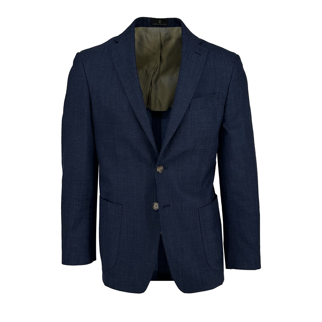 Men's navy blue denim sport coat made of wool silk linen blend - Shop stylish high-quality mens sport coats by Ike Behar