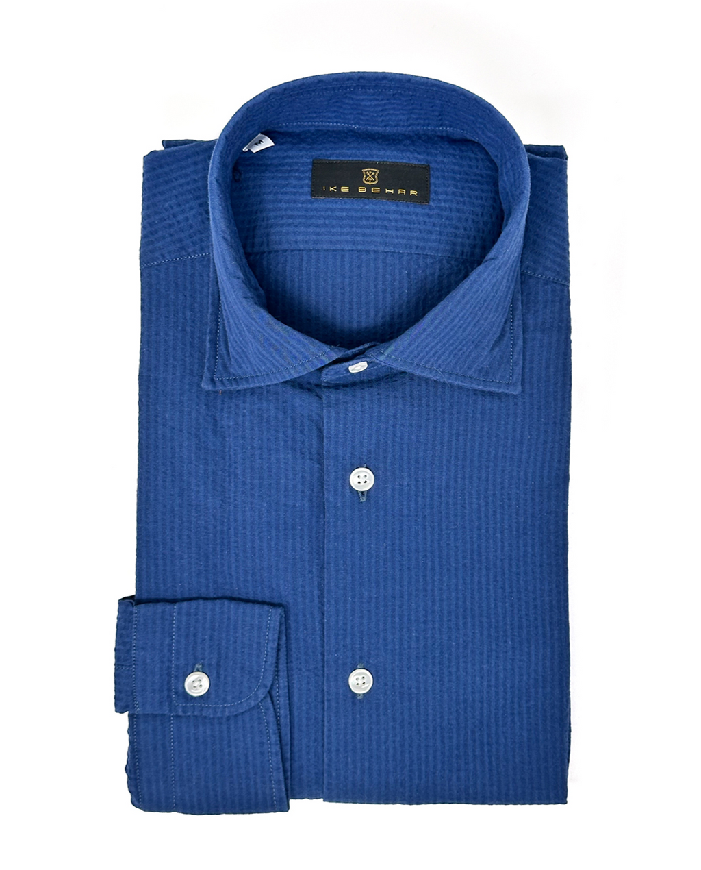 Men's navy blue seersucker 100% cotton shirt - Shop stylish high-quality mens sport shirts by Ike Behar.