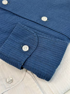 Men's navy blue seersucker 100% cotton shirt - Shop stylish high-quality mens sport shirts by Ike Behar.