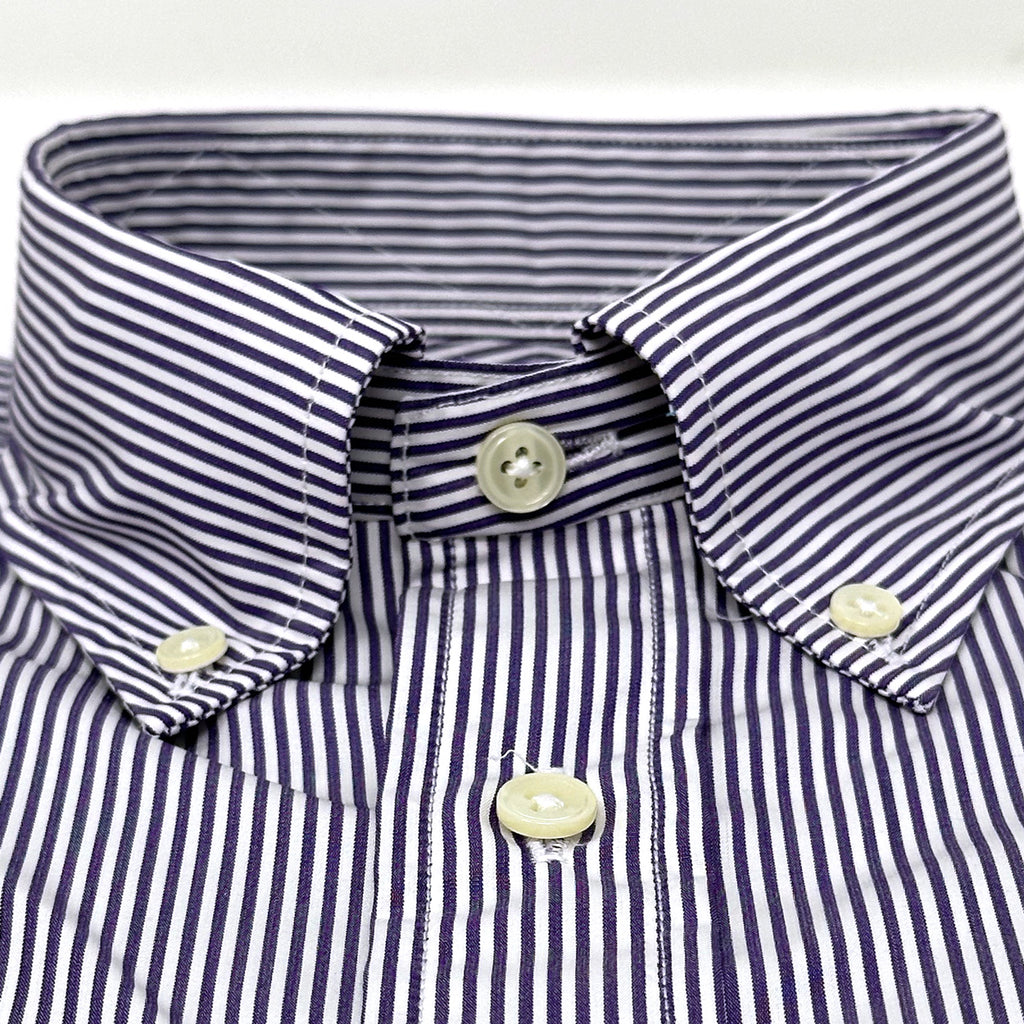 Men's navy blue stripe button-down shirt made of 100% cotton - Shop stylish high-quality mens shirts by Ike Behar