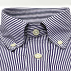 Men's navy blue stripe button-down shirt made of 100% cotton - Shop stylish high-quality mens shirts by Ike Behar