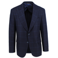 Men's navy window pane sport coat jacket made of 100% wool - Shop stylish high-quality mens sport coats by Ike Behar