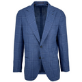Men's navy blue check sport coat jacket made of linen cashmere blend - Shop stylish, high-quality mens jackets by Ike Behar