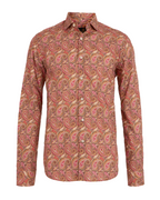 Men's Paisley Print long sleeve sport shirt 100% cotton with franco collar. Shop stylish high-quality mens sport shirts by Ike Behar.