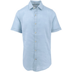 Men's sky blue pure linen short sleeve shirt. Shop stylish, high-quality men's shirts by Ike Behar