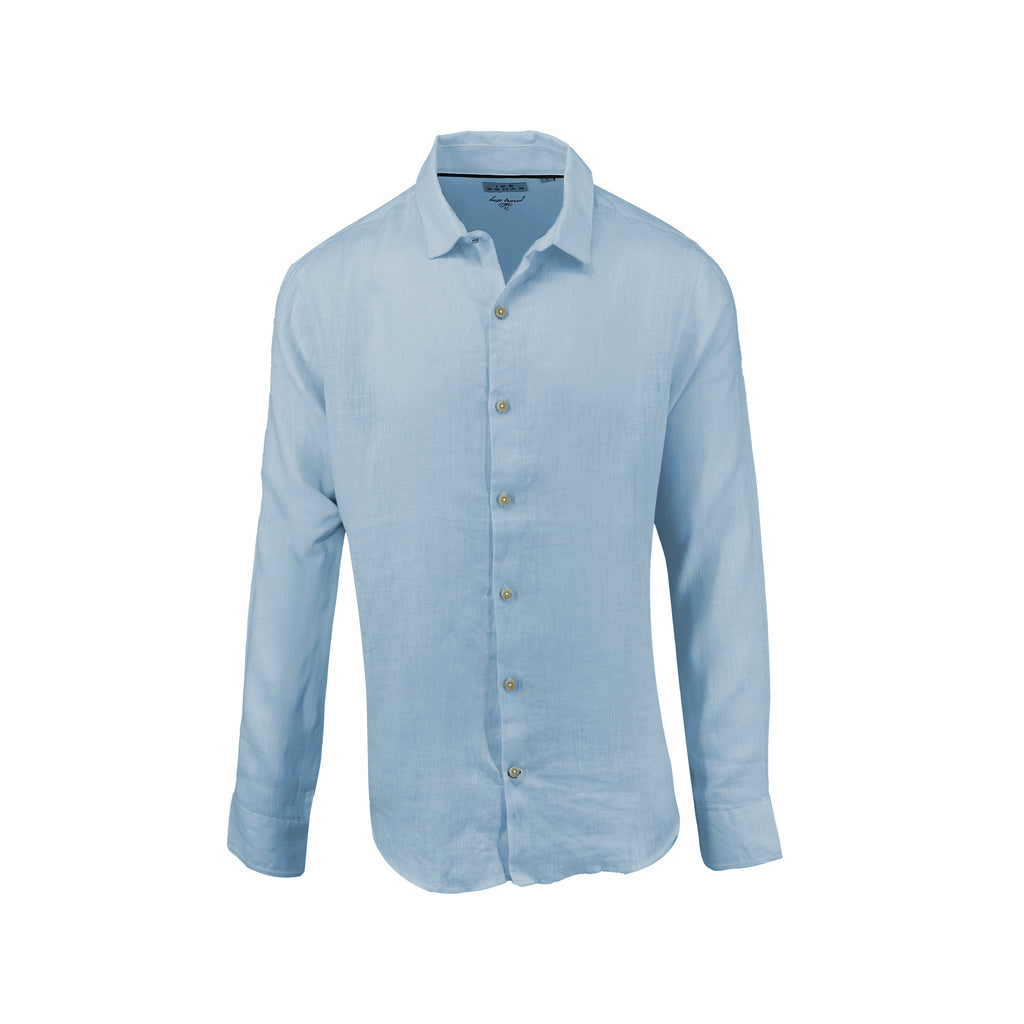 Men's sky blue pure 100% linen shirt - Shop stylish high-quality mens linen shirts by Ike Behar