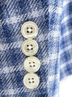 Men's sky, navy and white check sport coat jacket made of linen silk cotton blend - Shop stylish high-quality mens sport coats by Ike Behar