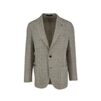 Men's tan plaid check sport coat jacket made of linen silk cotton blend - Shop stylish, high-quality mens jackets by Ike Behar