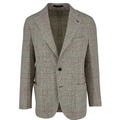 Men's tan plaid check sport coat jacket made of linen silk cotton blend - Shop stylish, high-quality mens jackets by Ike Behar