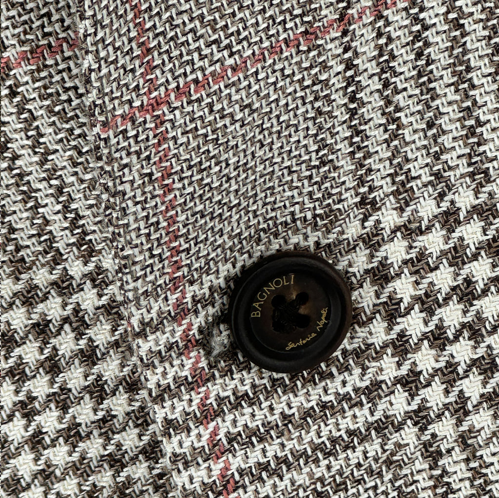 Men's tan plaid check sport coat jacket made of linen silk cotton blend - Shop stylish, high-quality mens jackets by Ike Behar