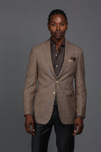 Men's tan summertime sport coat Jacket made of silk wool linen blend - Shop stylish high-quality mens sport coats by Ike Behar