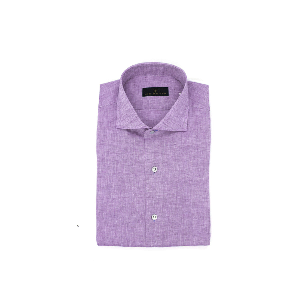 Men's button-down purple shirt made of Italian linen - Shop stylish high-quality mens shirts by Ike Behar