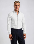 White Twill Natural Stretch Cotton Dress Shirt