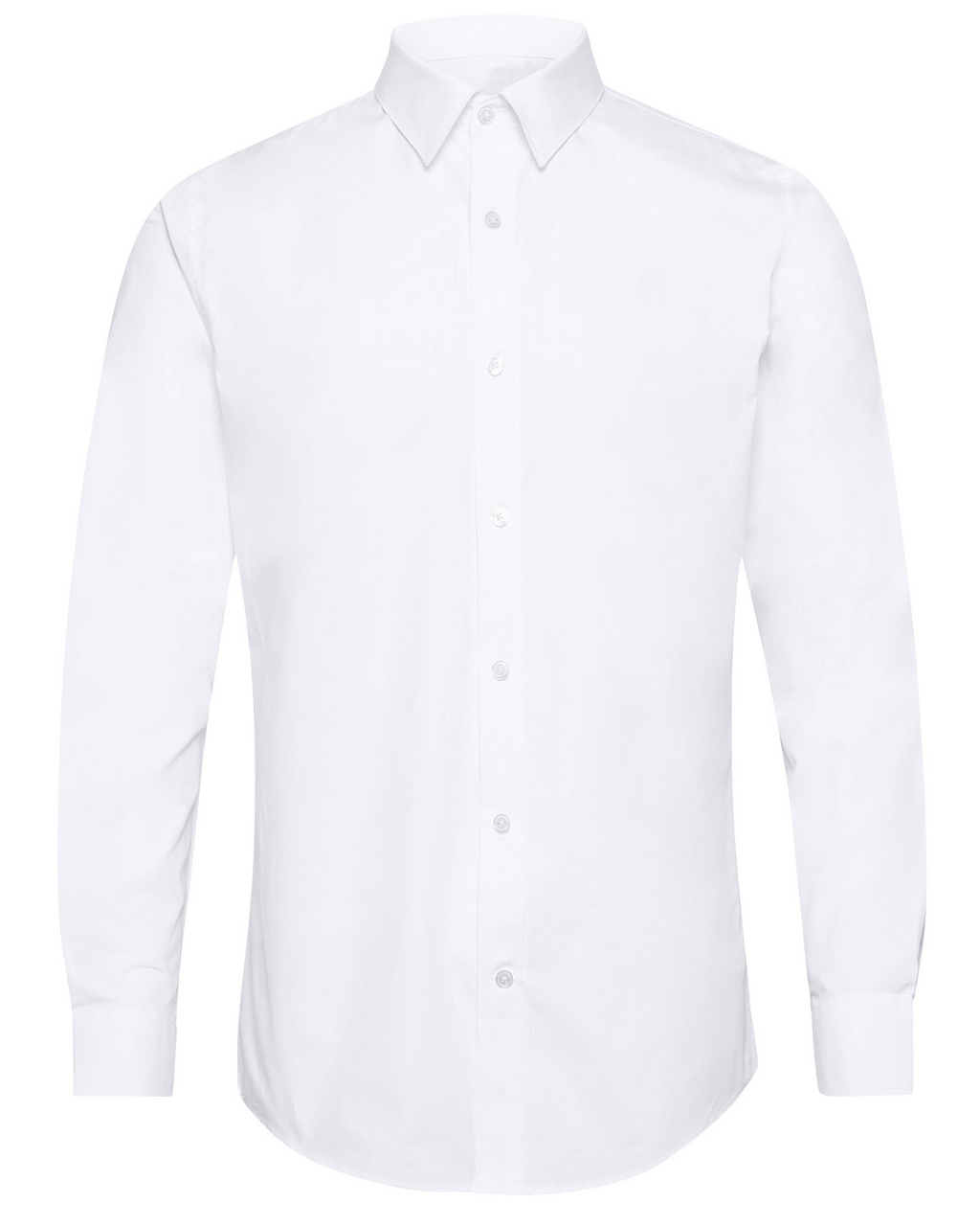 White Twill Natural Stretch Cotton Dress Shirt