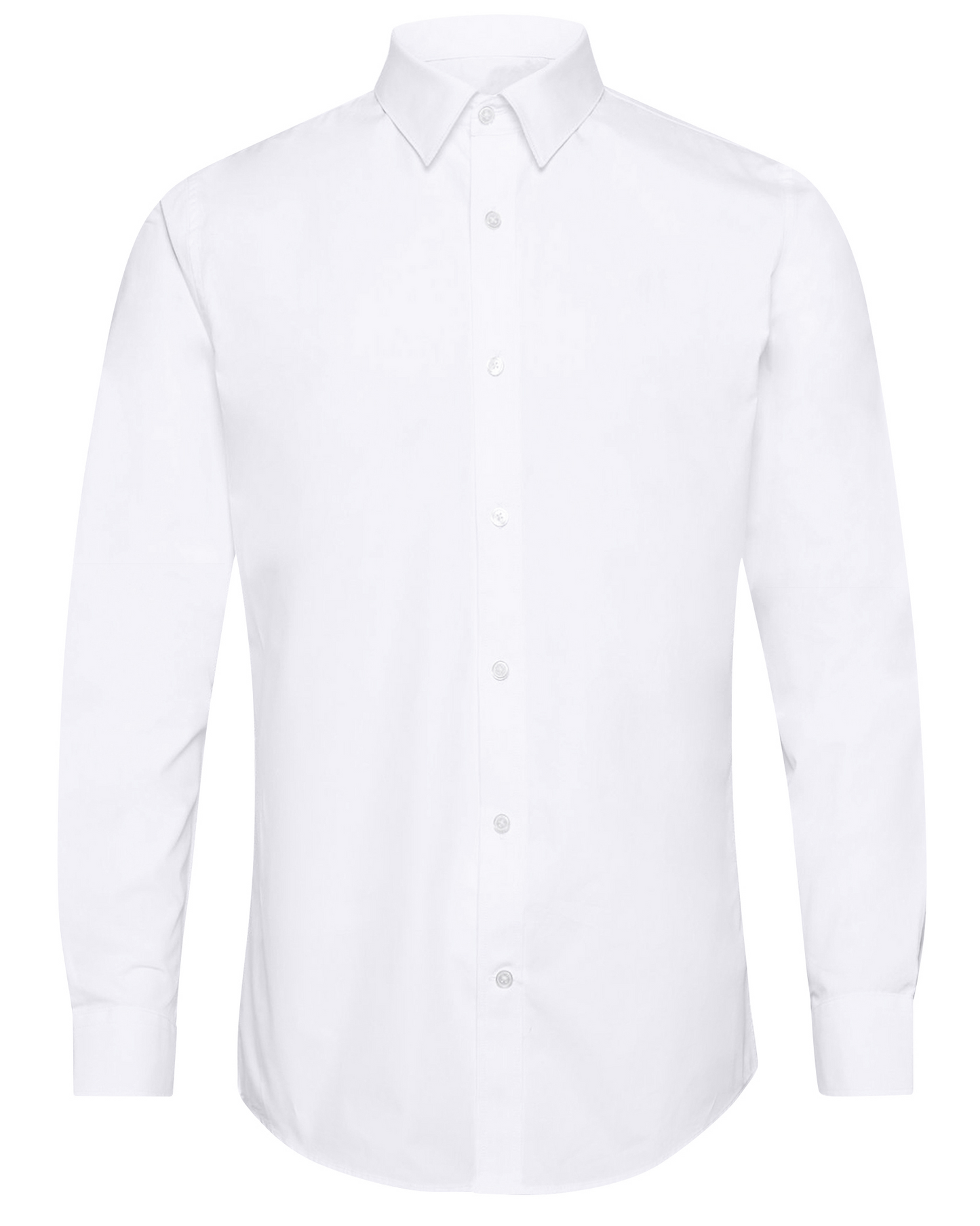 White Twill Natural Stretch Cotton French Cuff Dress Shirt