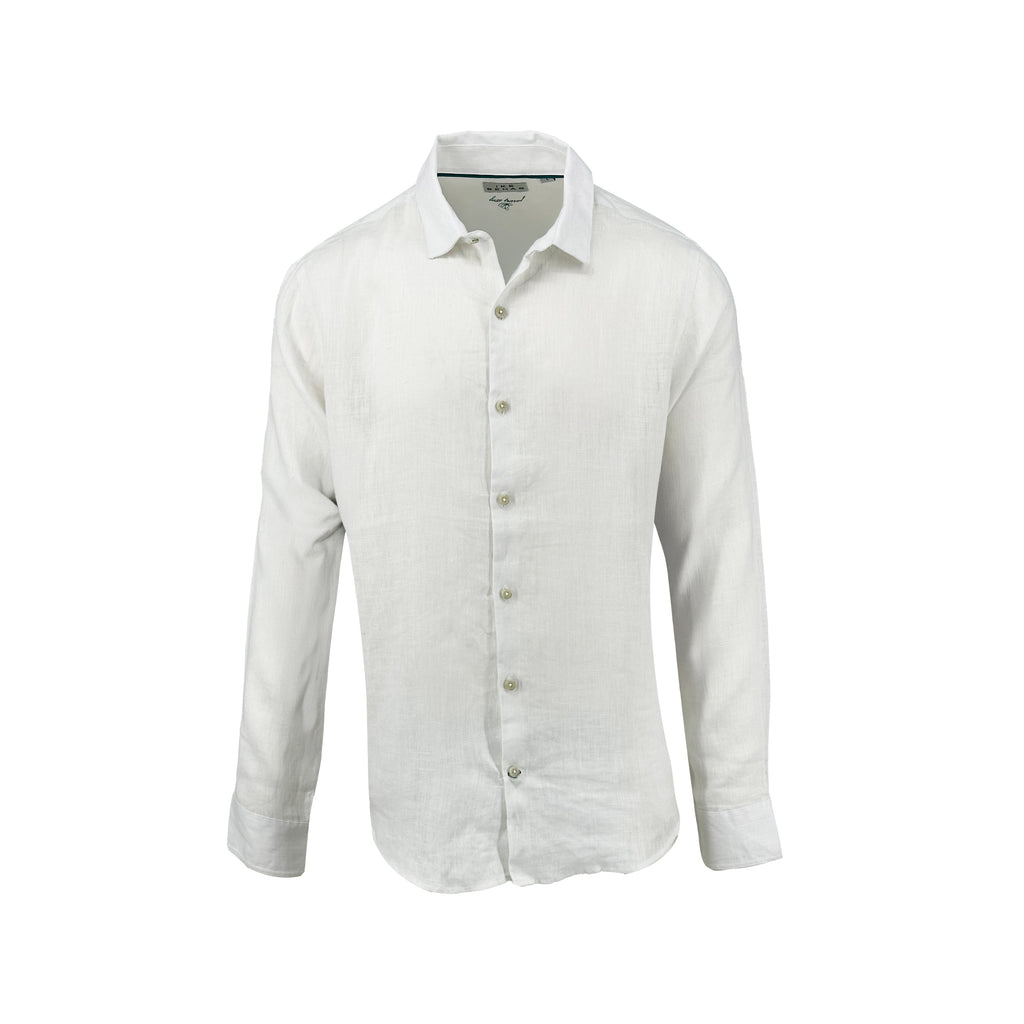 Men's white pure 100% linen shirt - Shop stylish high-quality mens linen shirts by Ike Behar