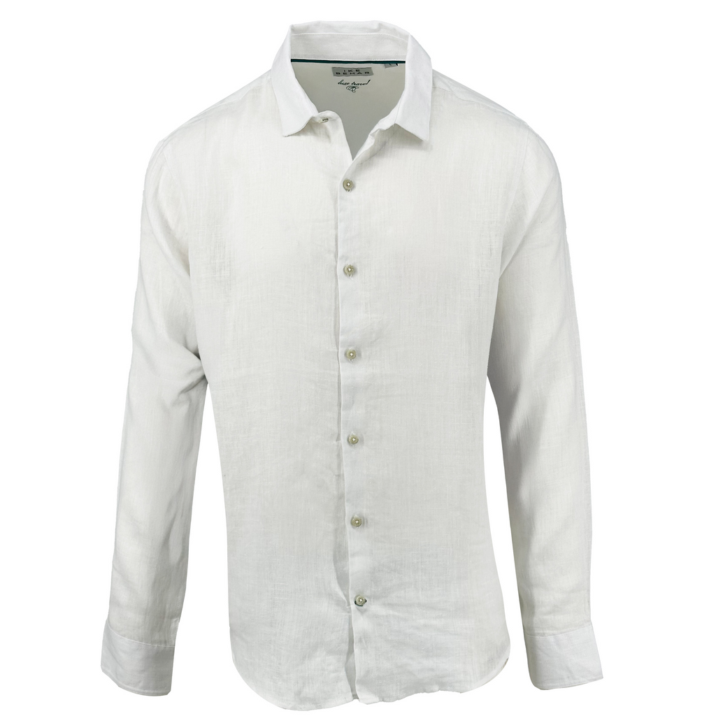 Men's white pure 100% linen shirt - Shop stylish high-quality mens linen shirts by Ike Behar