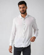 Men's white pure 100% linen shirt - Shop stylish high-quality mens linen shirts by Ike Behar